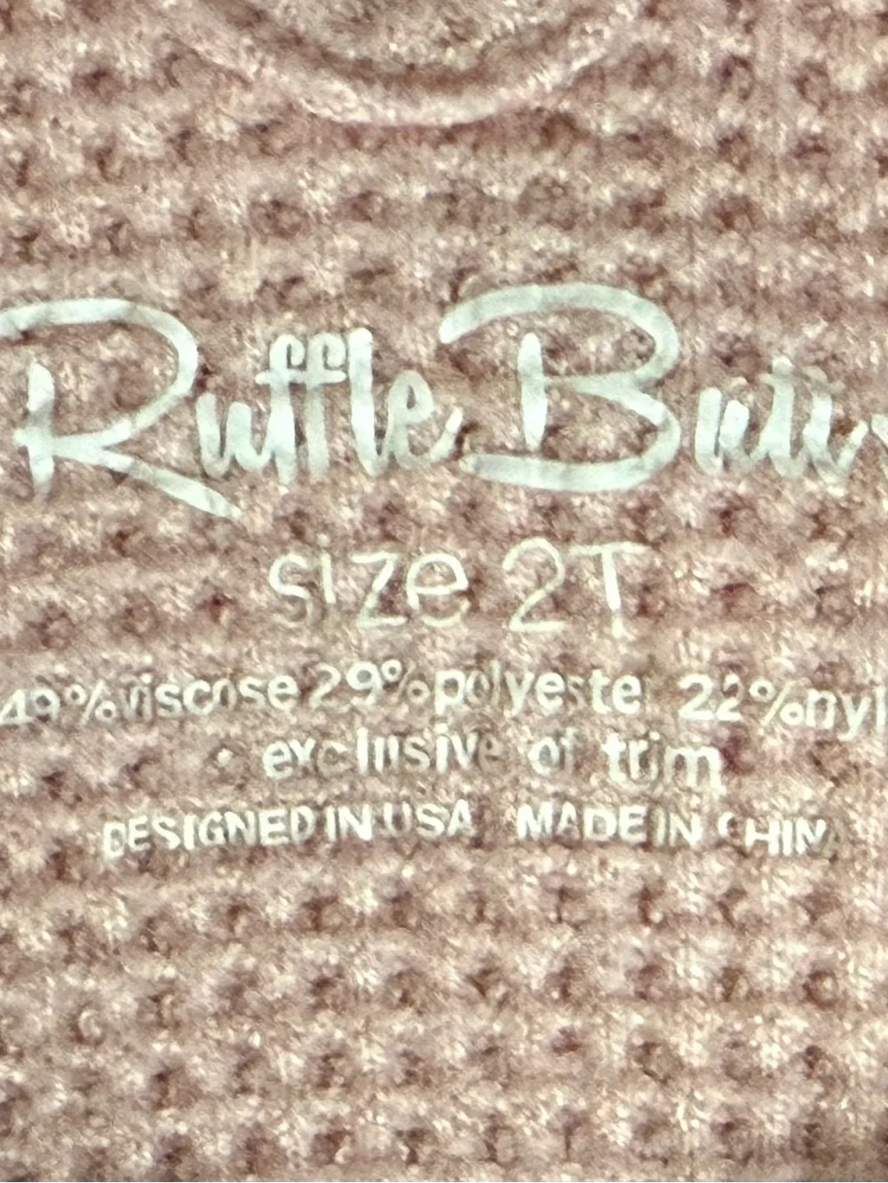 RuffleButts Pink Waffle Knit Ruffle Romper 2T